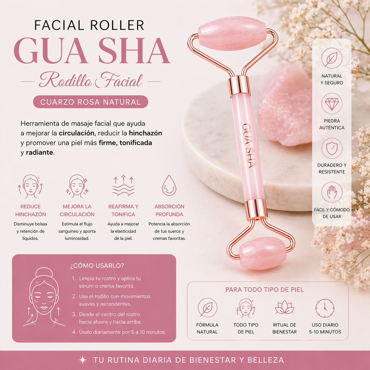 Kit Pureza Glow - Rodillo Facial + Gua Sha